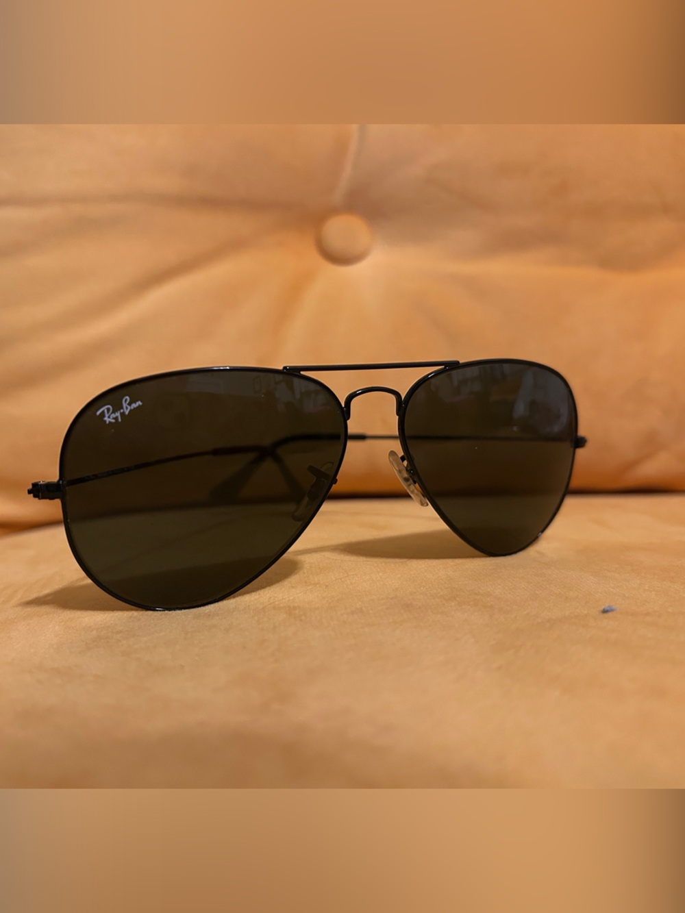 Ray-Ban RB3025 Black Aviator Classic Sunglasses with Dark Green Lenses